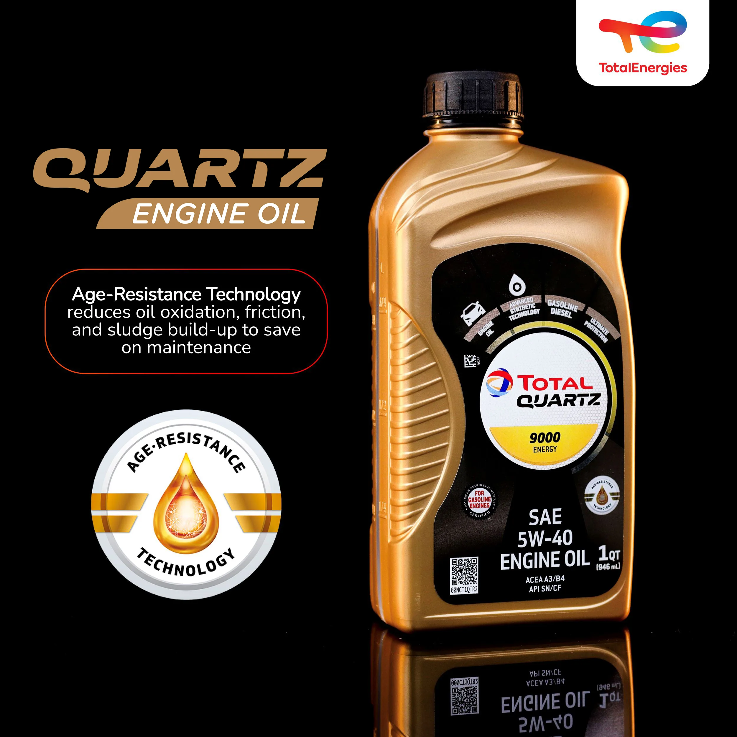 TotalEnergies Quartz 9000 Full Synthetic Motor Oil 5W-40 image 2